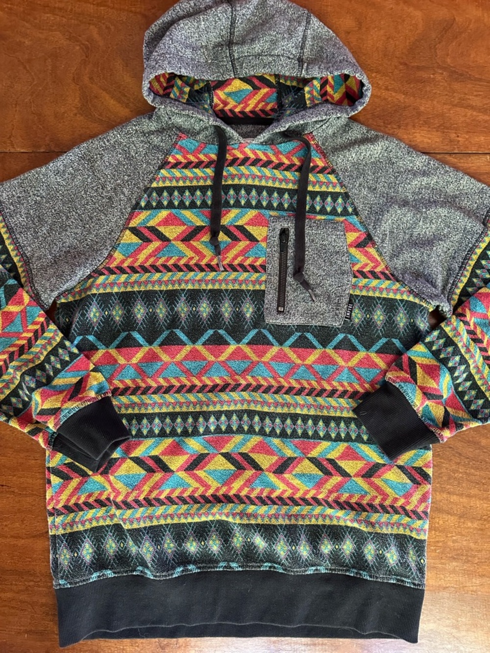 Empyre Surplus Co Aztec Hoodie Small Colorful Tribal Print Pullover